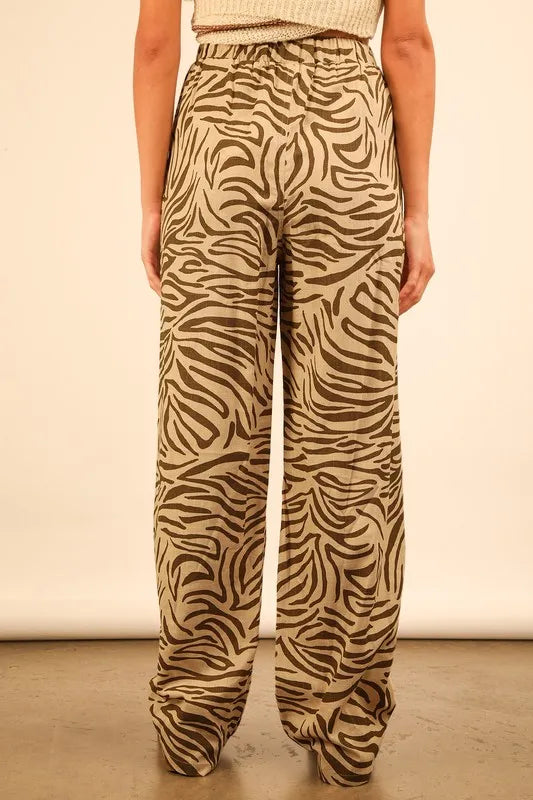 VERY J Animal Print Linen Wide Leg Pants - LoveNest Treasures