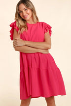 Haptics Full Size Smocking Ruffle Short Sleeve Dress with Pockets - LoveNest Treasures