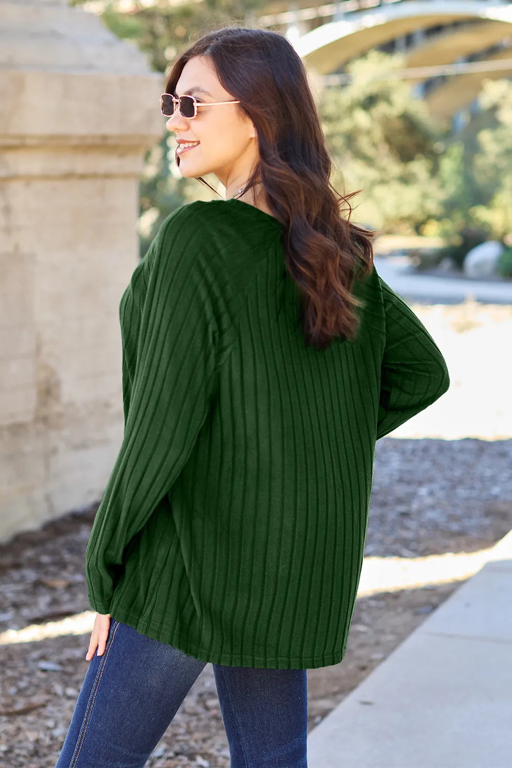 Basic Bae Full Size Ribbed Round Neck Long Sleeve Knit Top - LoveNest Treasures