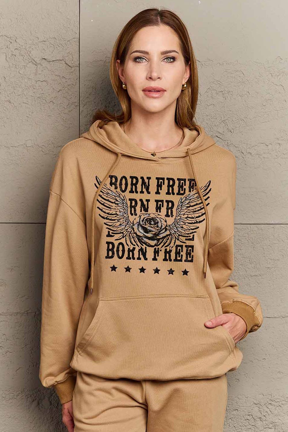 Simply Love Simply Love Full Size BORN FREE Graphic Hoodie - LoveNest Treasures