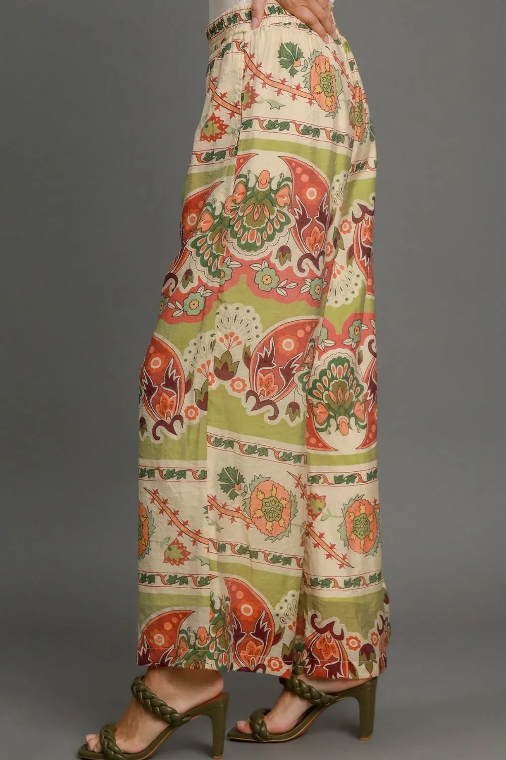 Umgee Full Size Wide Leg Border Print Pants Plus Size - LoveNest Treasures