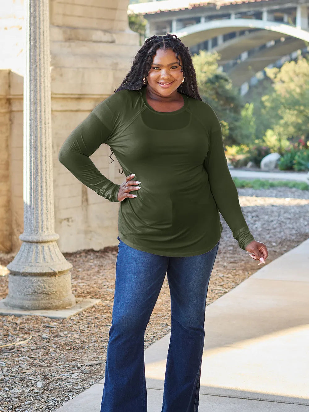 Basic Bae Full Size Round Neck Long Sleeve T-Shirt - LoveNest Treasures