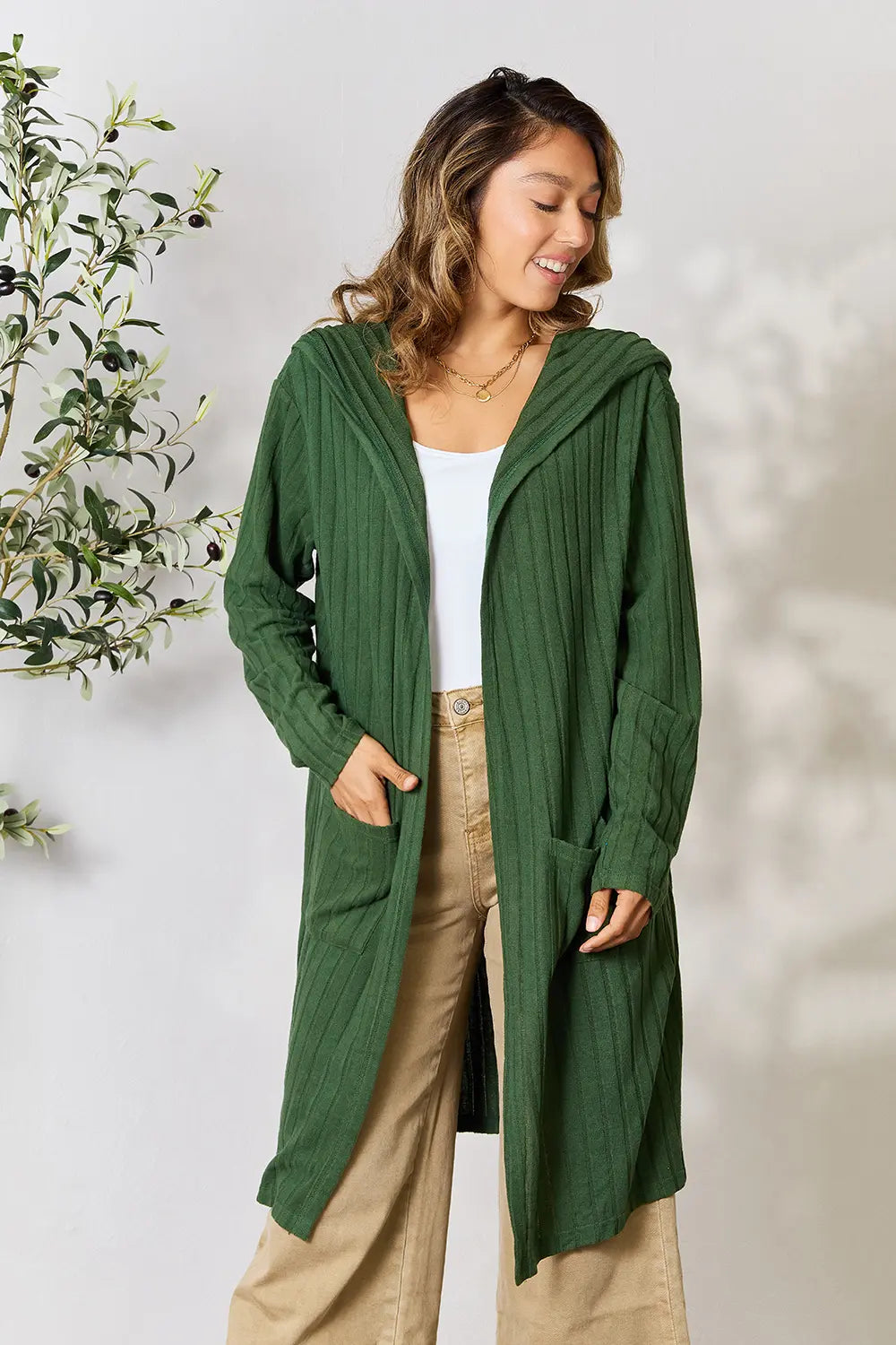Basic Bae Full Size Hooded Sweater Cardigan - LoveNest Treasures