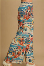 Umgee Full Size Wide Leg Border Print Pants Plus Size - LoveNest Treasures