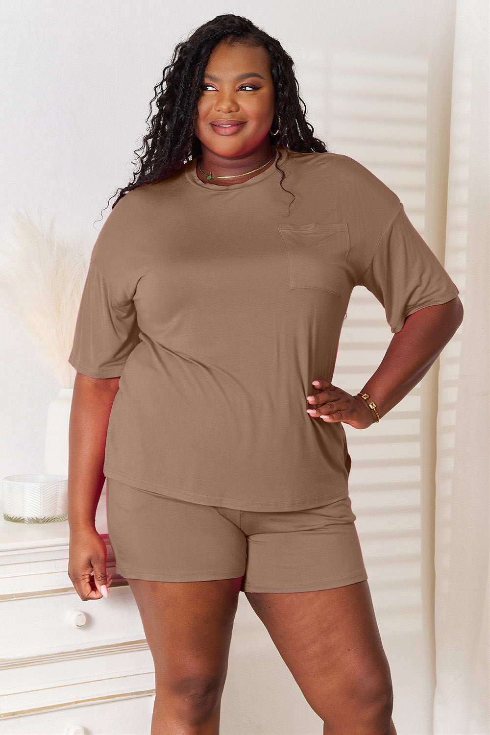 Basic Bae Full Size Soft Rayon Half Sleeve Top and Shorts Set - LoveNest Treasures