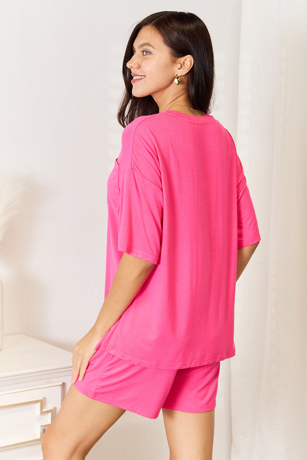 Basic Bae Full Size Soft Rayon Half Sleeve Top and Shorts Set - LoveNest Treasures