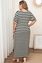 Plus Size V-Neck Side Slit Maxi Dress - LoveNest Treasures