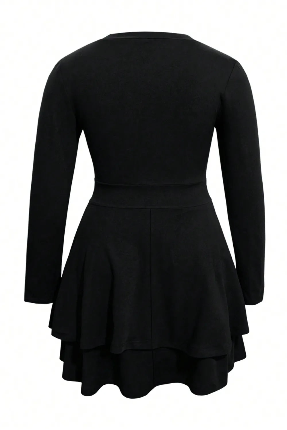 Plus Size Layered V-Neck Long Sleeve Mini Dress - LoveNest Treasures