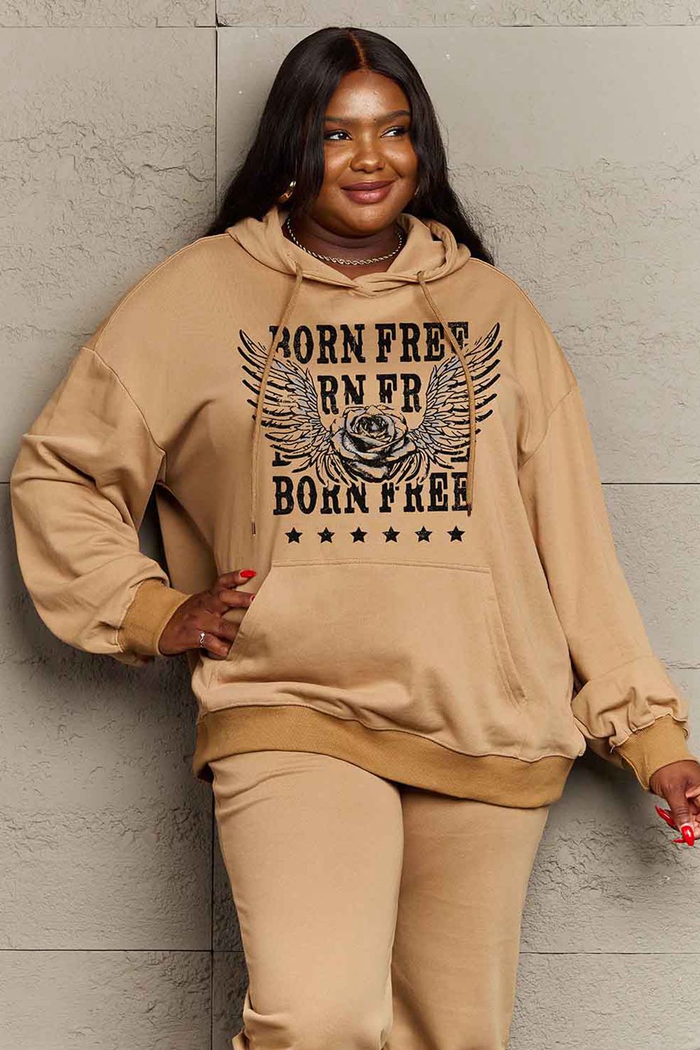 Simply Love Simply Love Full Size BORN FREE Graphic Hoodie - LoveNest Treasures