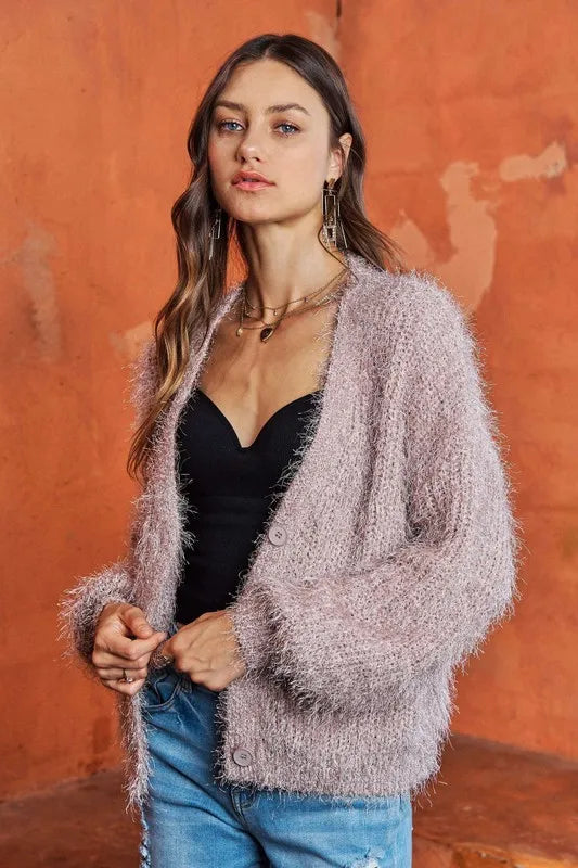 ADORA Fuzzy Sweater Cardigan - LoveNest Treasures