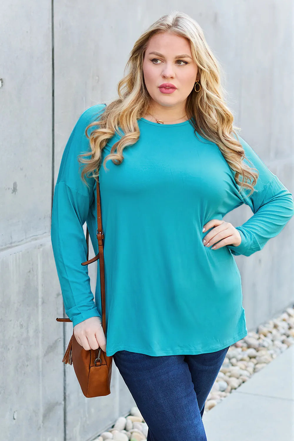 Basic Bae Full Size Round Neck Dropped Shoulder T-Shirt - LoveNest Treasures