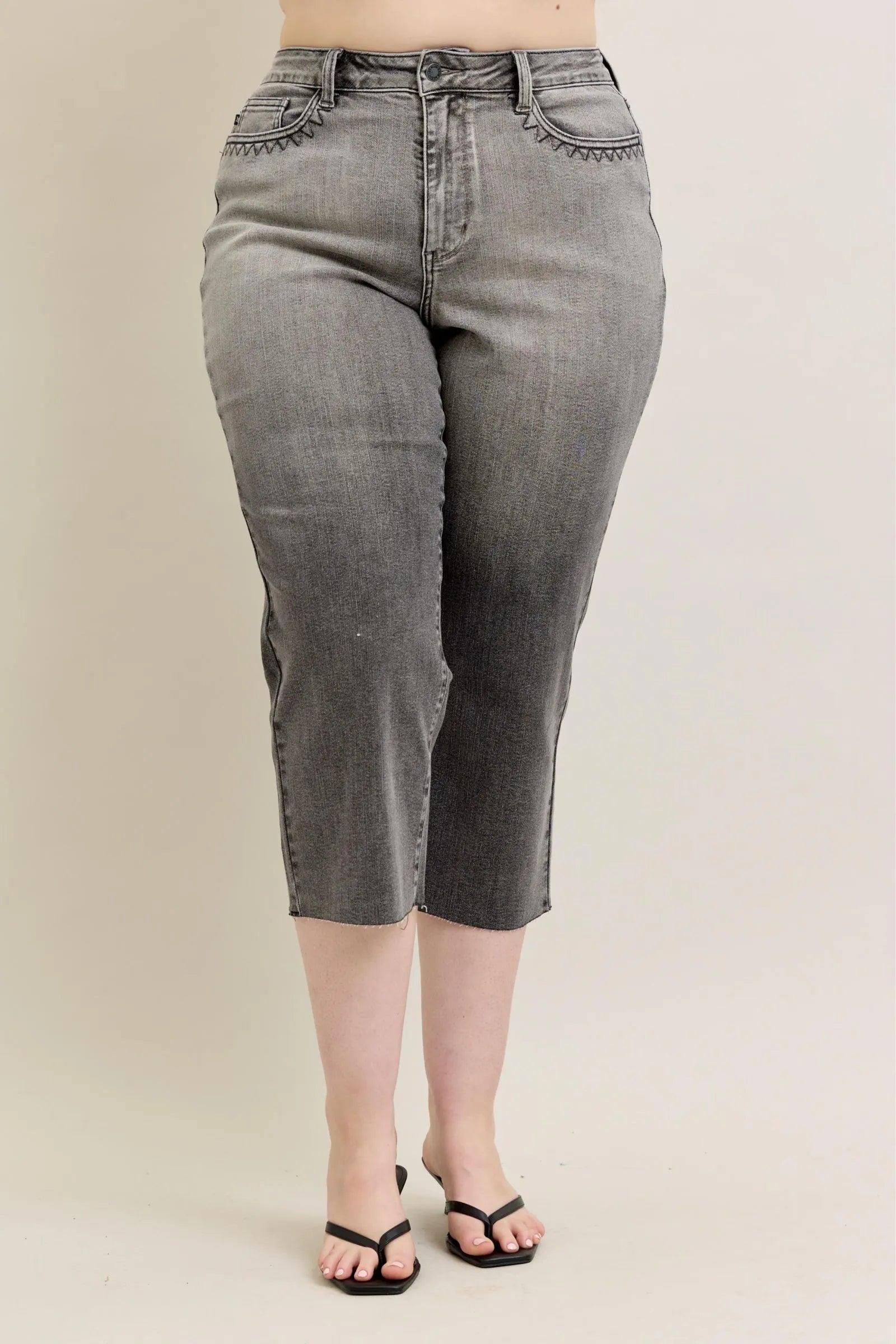 Judy Blue Full Size Wide Leg Capris Jeans Plus Size - LoveNest Treasures