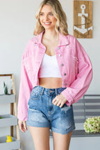 Veveret Fringe Distressed Button Up Denim Jacket - LoveNest Treasures