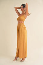 MABLE Smocked Bralette Crop Top and Wide Leg Pants Set - LoveNest Treasures