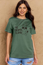 Simply Love Full Size NO DRAMA LLAMA Graphic Cotton Tee - LoveNest Treasures