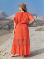 Plus Size V-Neck Flutter Sleeve Maxi Dress - LoveNest Treasures