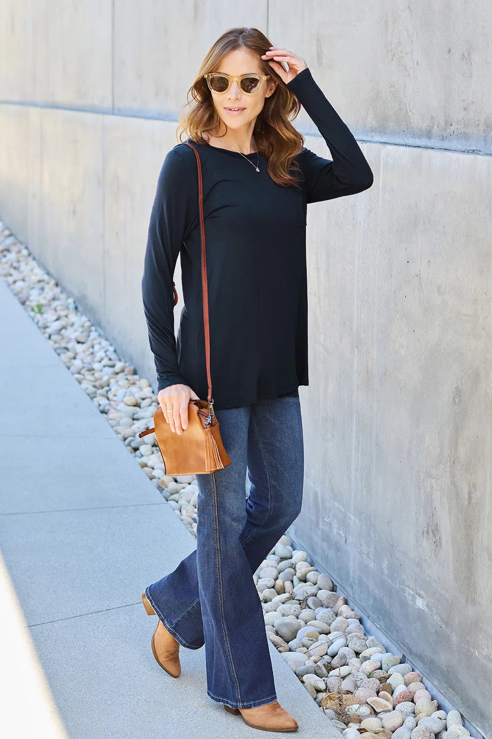 Basic Bae Full Size Round Neck Long Sleeve Top - LoveNest Treasures