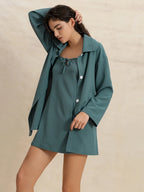 Tie Shoulder Mini Dress and Long Sleeve Top Set - LoveNest Treasures