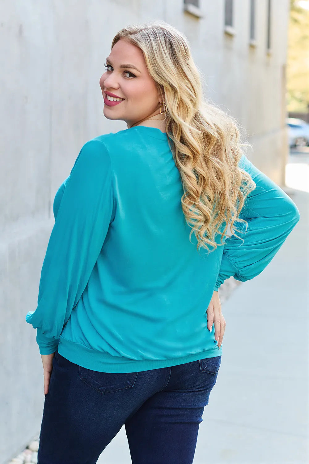 Basic Bae Full Size V-Neck Lantern Sleeve Top - LoveNest Treasures