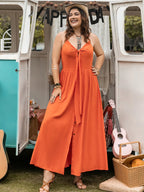 Plus Size Halter Neck Midi Dress - LoveNest Treasures