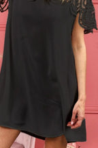 BiBi Crochet Lace Yoke Detailed Wrinkled Dress - LoveNest Treasures