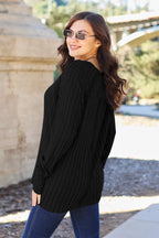 Basic Bae Full Size Ribbed Round Neck Long Sleeve Knit Top - LoveNest Treasures