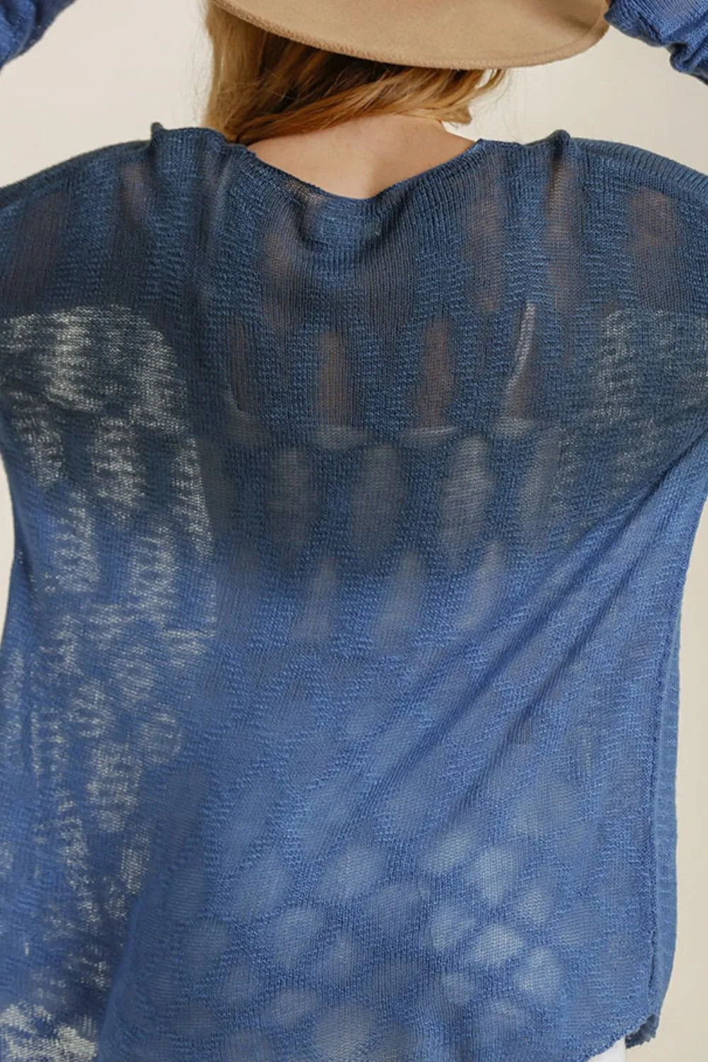 Umgee Full Size Dip Dye Loose Knit Side Slit Knit Top Plus Size - LoveNest Treasures