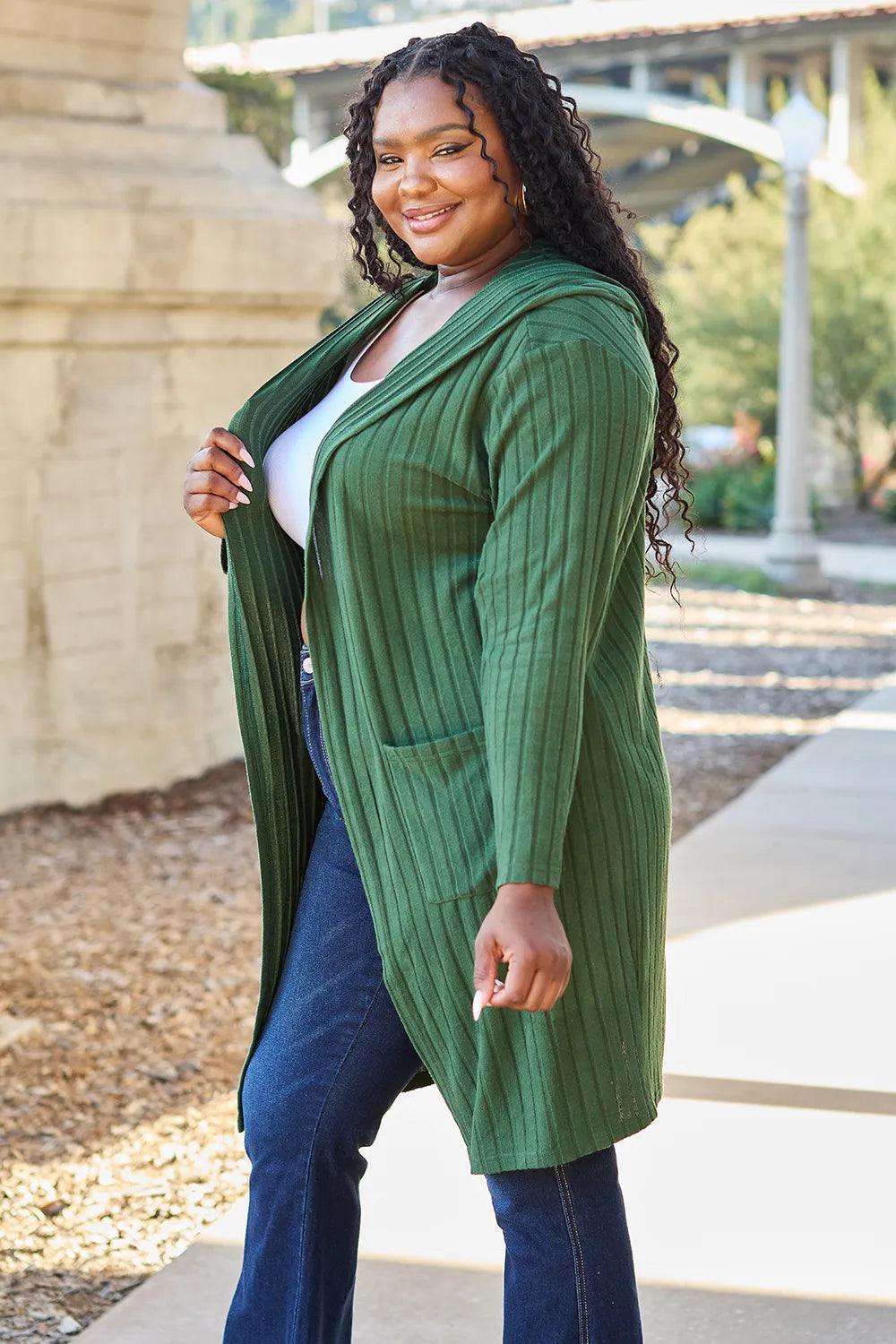 Basic Bae Full Size Hooded Sweater Cardigan - LoveNest Treasures