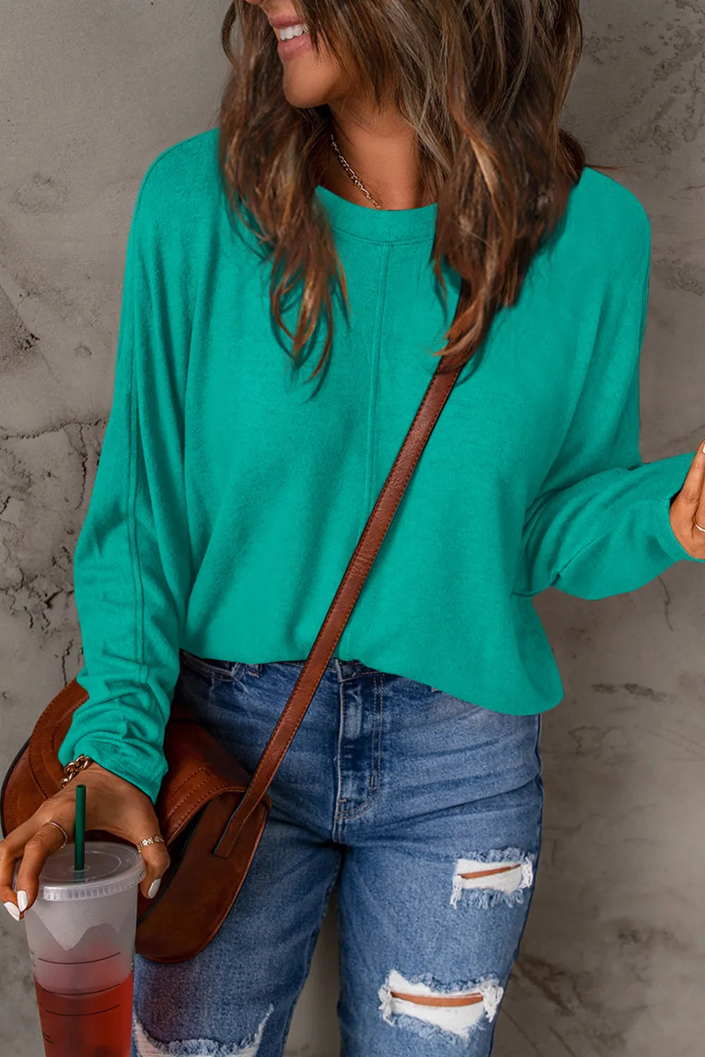 Double Take Full Size Round Neck Long Sleeve T-Shirt - LoveNest Treasures