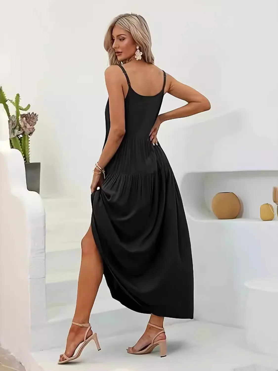 Plus Size Scoop Neck Sleeveless Midi Cami Dress - LoveNest Treasures