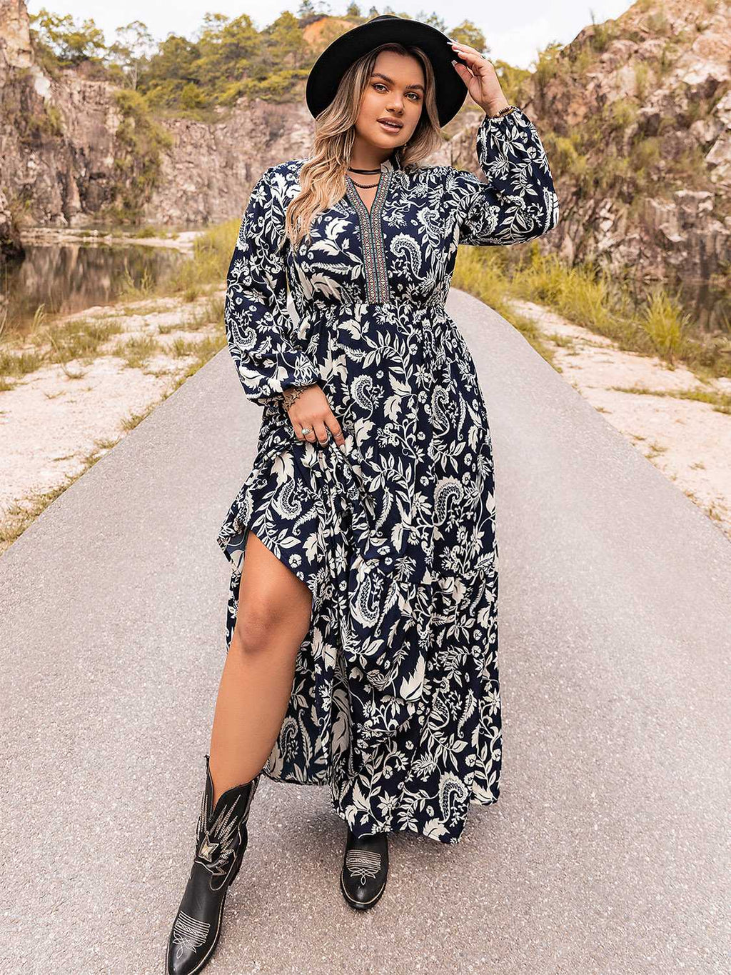 Plus Size Long Sleeve Maxi Dress - LoveNest Treasures