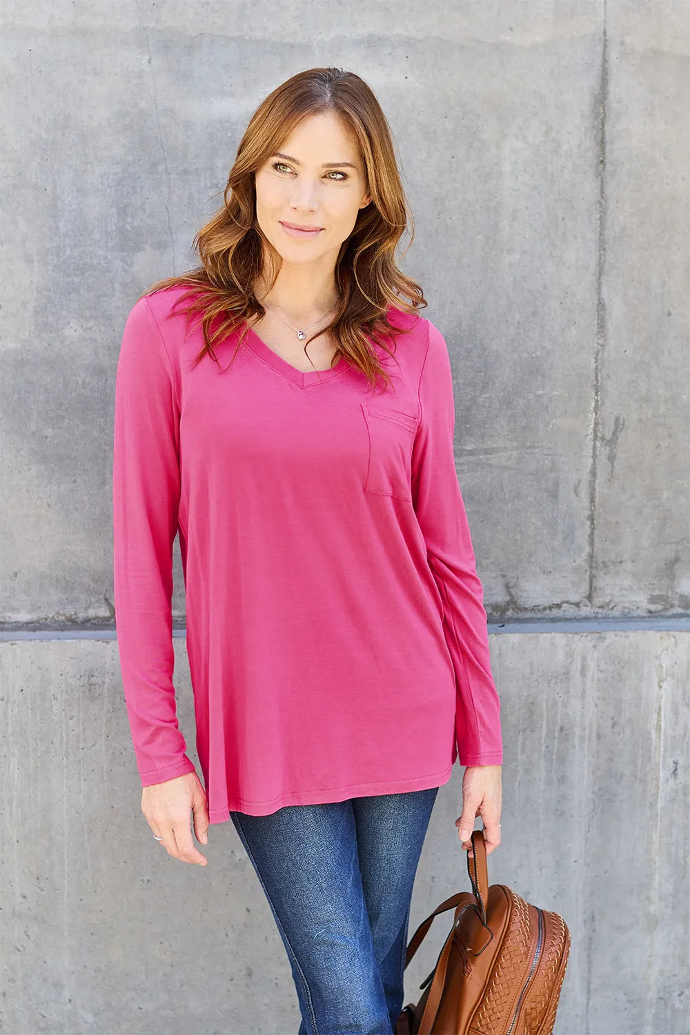 Basic Bae Full Size V-Neck Long Sleeve Top - LoveNest Treasures