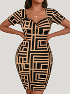 Plus Size Sweetheart Neck Short Sleeve Mini Dress - LoveNest Treasures