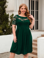 Plus Size Ruched Round Neck Short Sleeve Dress - LoveNest Treasures