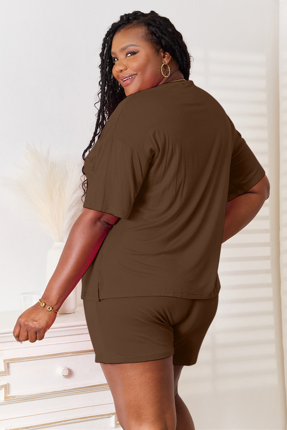 Basic Bae Full Size Soft Rayon Half Sleeve Top and Shorts Set - LoveNest Treasures