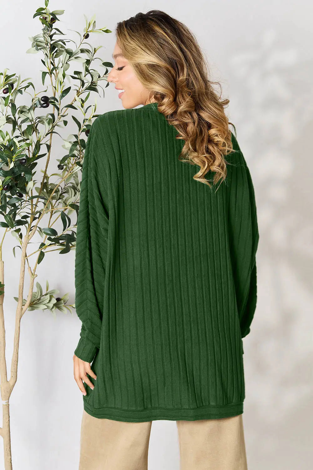 Basic Bae Full Size Ribbed Cocoon Cardigan - LoveNest Treasures