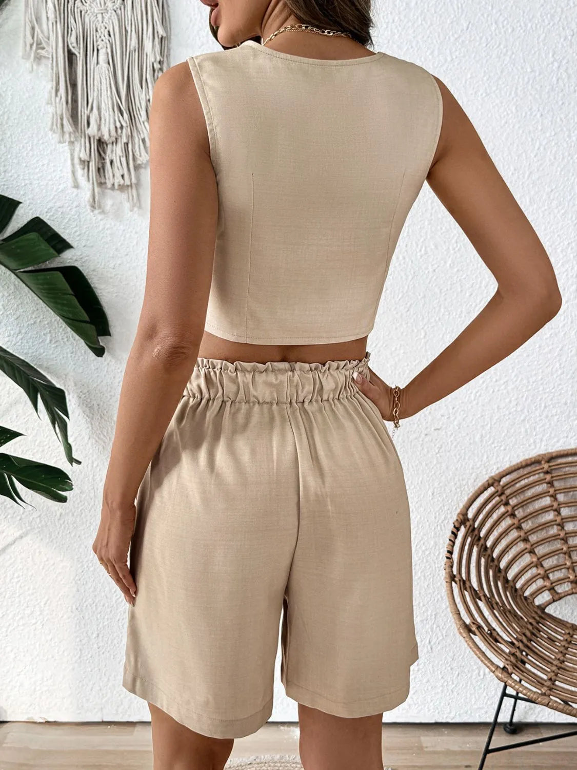 V-Neck Vest and Shorts Set - LoveNest Treasures