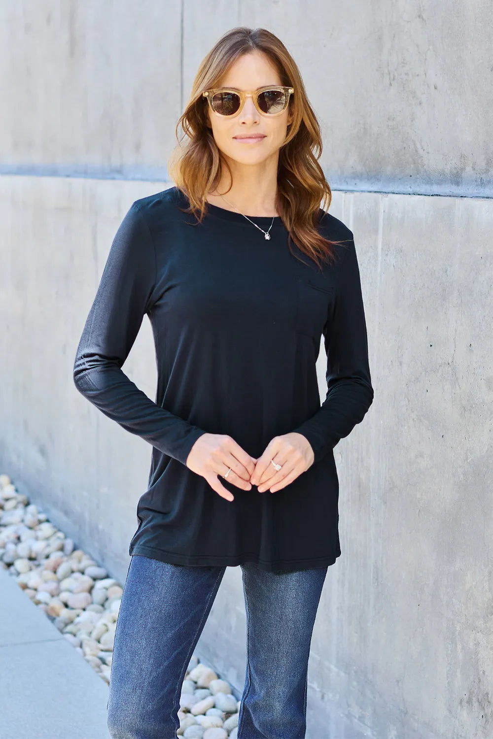 Basic Bae Full Size Round Neck Long Sleeve Top - LoveNest Treasures