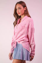 VERY J Full Size Mineral Washed Gauze Shirt Top Plus Size - LoveNest Treasures