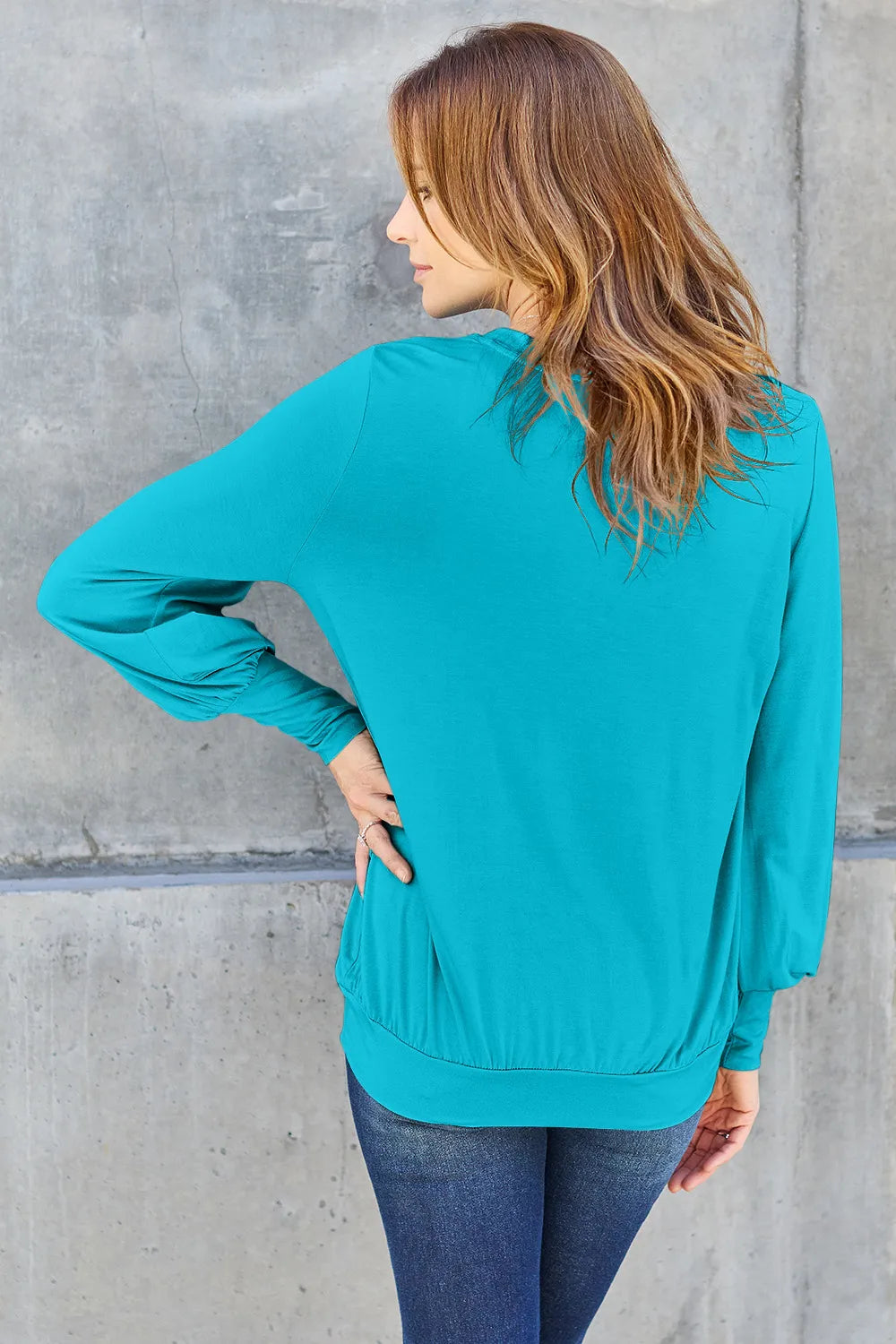Basic Bae Full Size V-Neck Lantern Sleeve Top - LoveNest Treasures