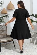 Plus Size Round Neck Openwork Dress - LoveNest Treasures
