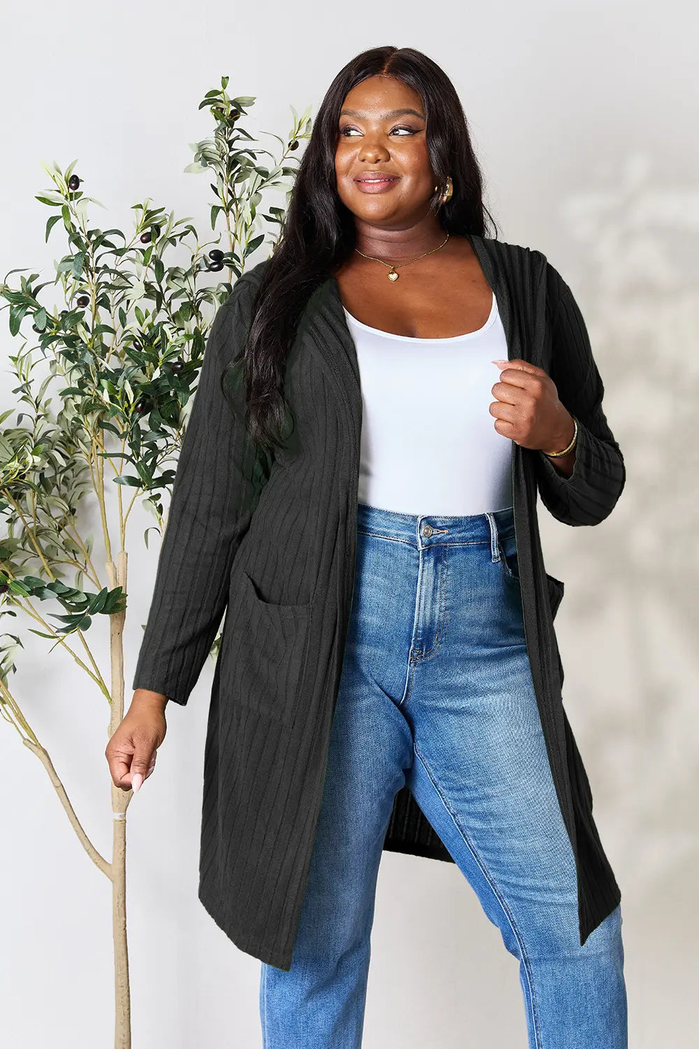Basic Bae Full Size Hooded Sweater Cardigan - LoveNest Treasures