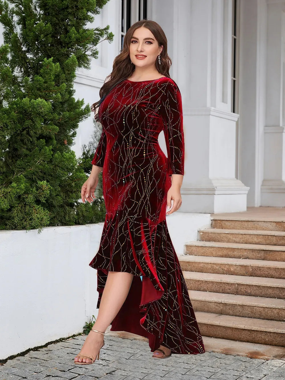 Plus Size Ruffle Hem High-Low Dress - LoveNest Treasures