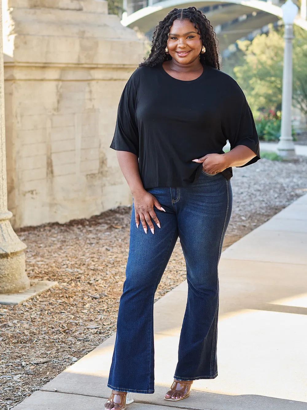 Basic Bae Full Size Round Neck Drop Shoulder T-Shirt - LoveNest Treasures