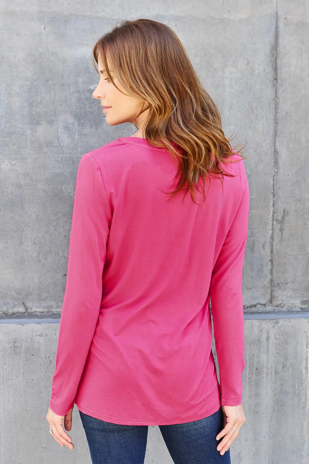 Basic Bae Full Size V-Neck Long Sleeve Top - LoveNest Treasures