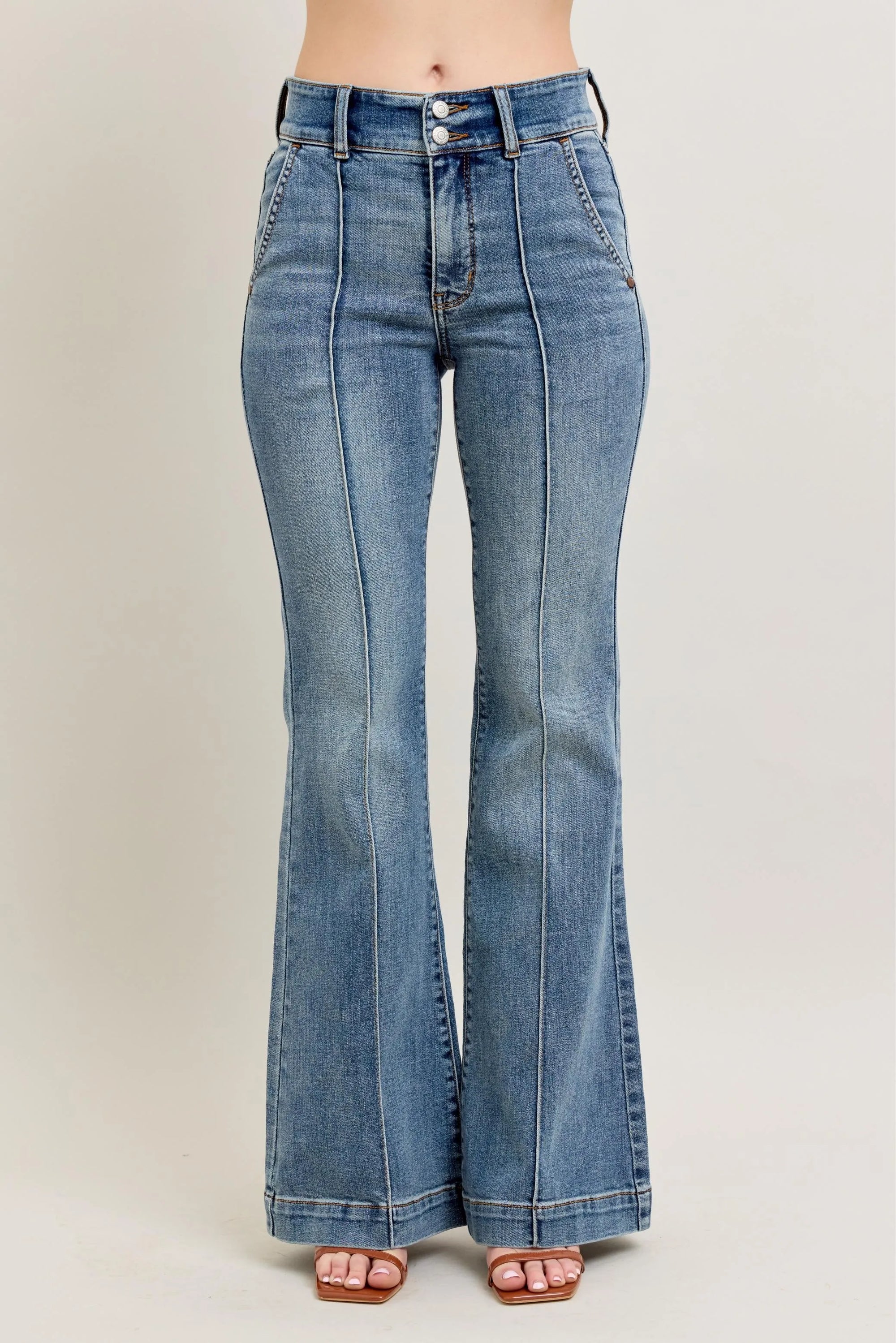 Judy Blue Full Size High-Waist Flare Denim Jeans with Front Seam Detail Plus Size - LoveNest Treasures
