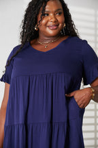 Mandy V-Neck Flounce Sleeve Tiered Dress - LoveNest Treasures