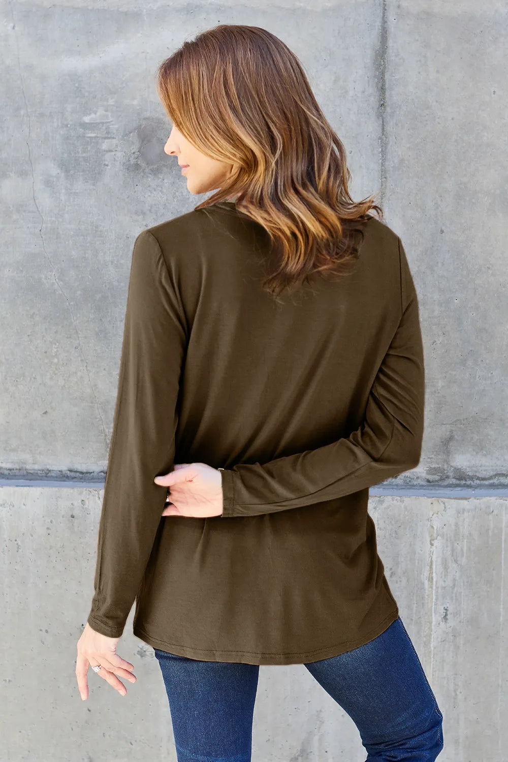 Basic Bae Full Size V-Neck Long Sleeve Top - LoveNest Treasures