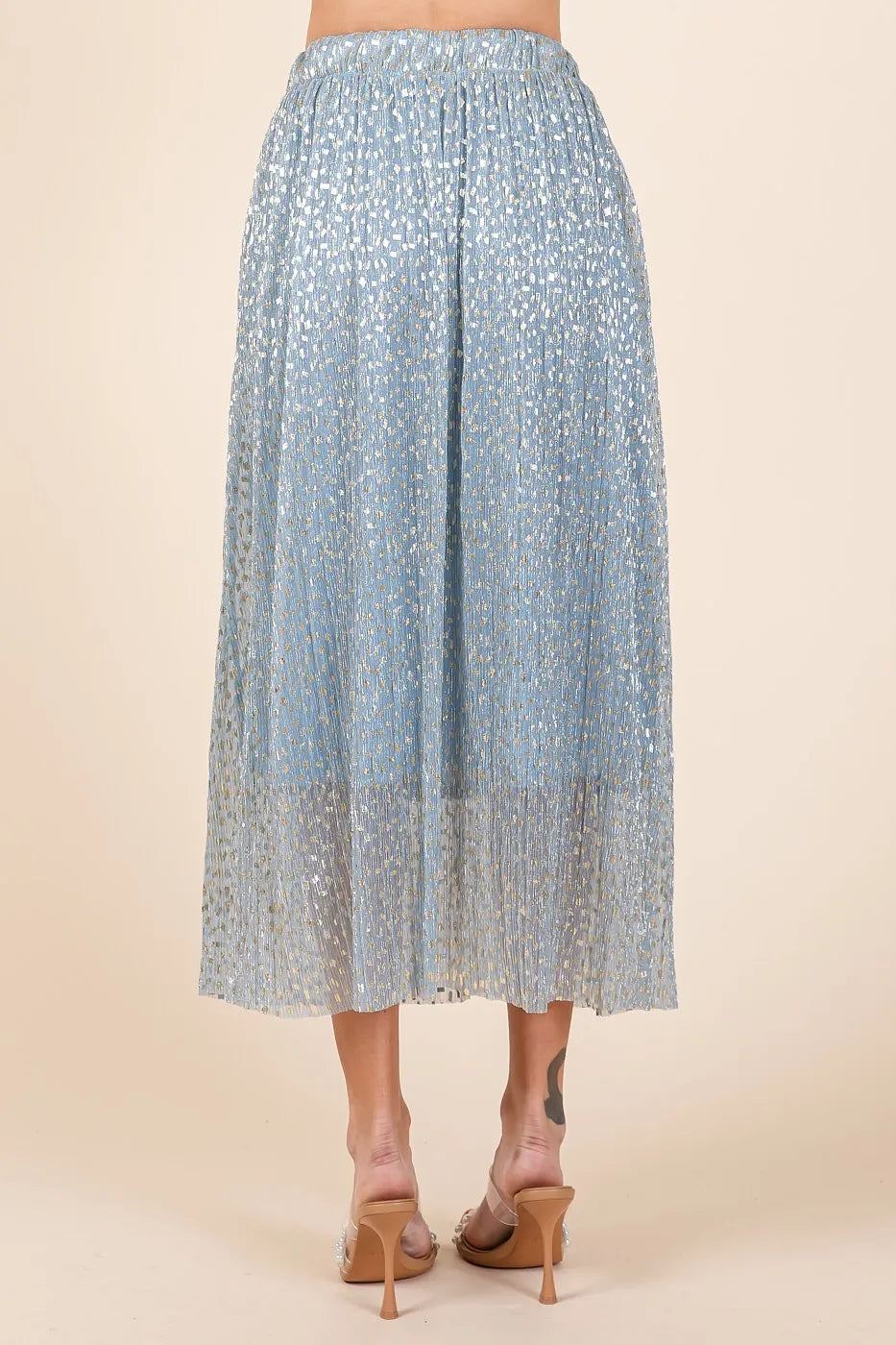 Mittoshop Metallic Glitter Speckle Print Elastic Midi Skirt - LoveNest Treasures