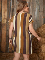 Plus Size Striped Short Sleeve Mini Dress - LoveNest Treasures